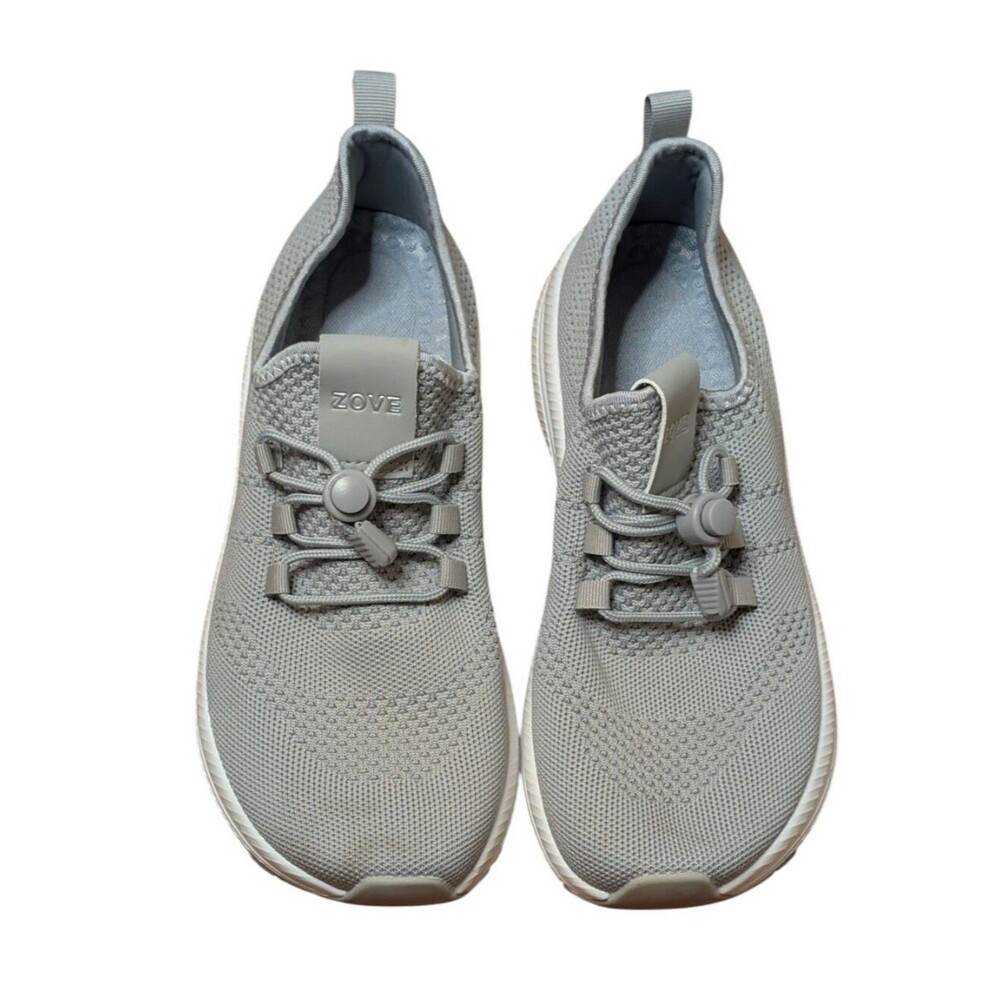 ZOVE Wide Toe Box Walking Shoes Gray Women's No-Tie Bungee Sneakers Size 43